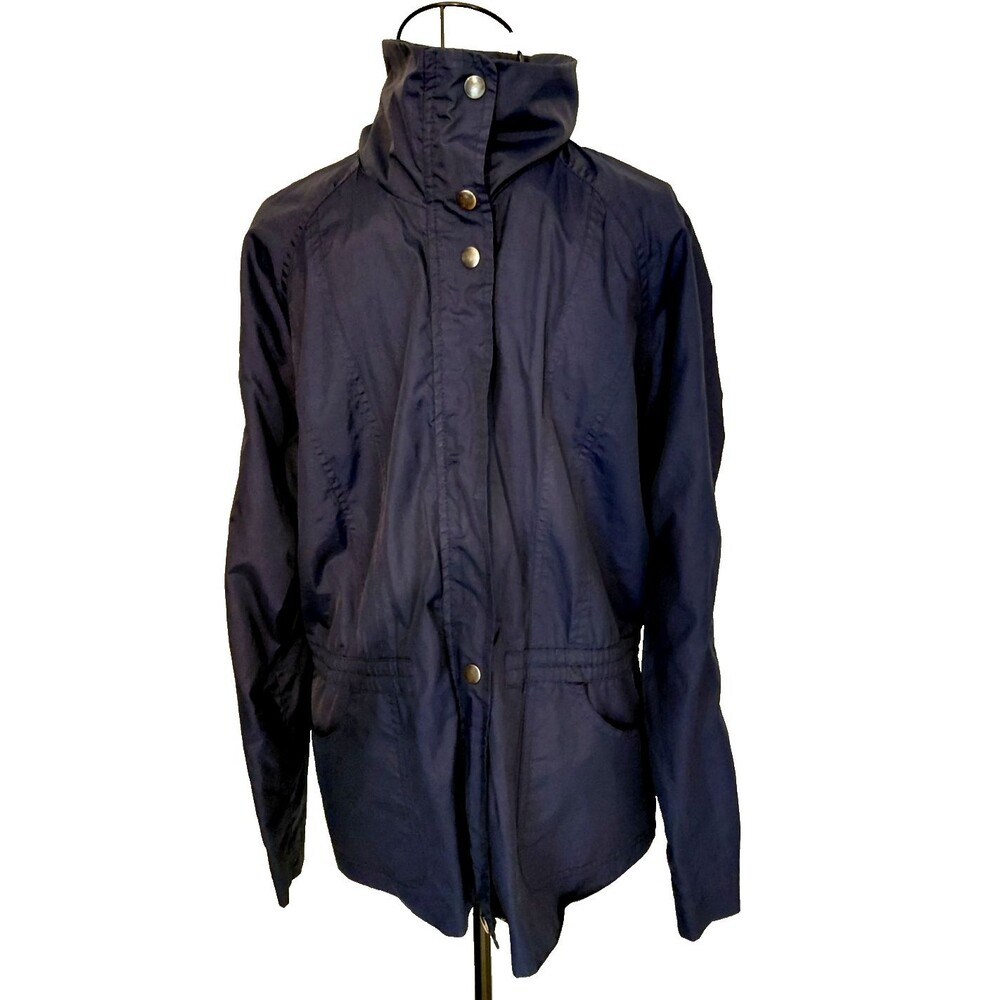 Coldwater Creek Hooded Jacket Sz M Black Lightweight Vented Pockets